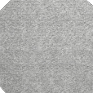 HomeRoots 8' Gray and Ivory Geometric Round Rug - Washable, UV-Protected, Perfect for Homes with Kids & Pets! 682862