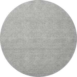 HomeRoots 8' Gray and Ivory Geometric Round Rug - Washable, UV-Protected, Perfect for Homes with Kids & Pets! 682862