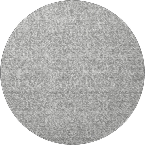 HomeRoots 8' Gray and Ivory Geometric Round Rug - Washable, UV-Protected, Perfect for Homes with Kids & Pets! 682862