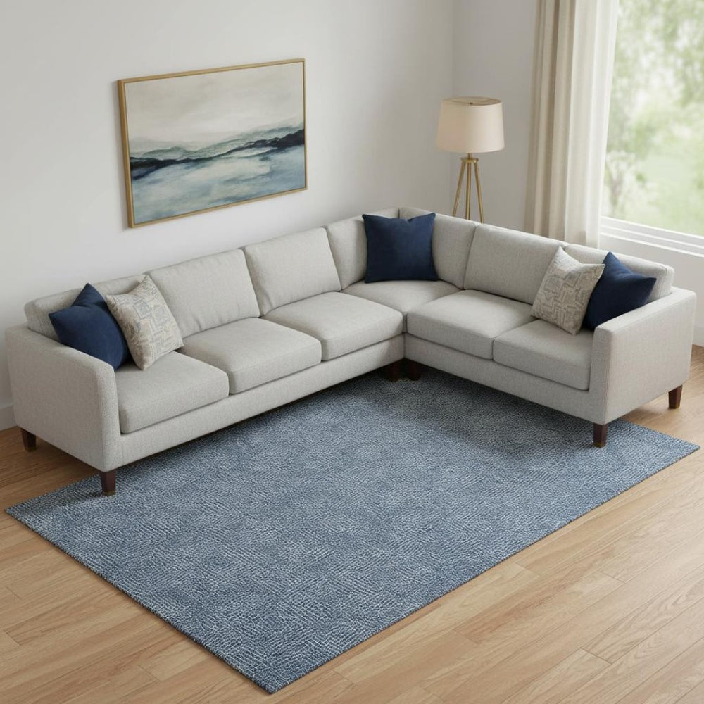 HomeRoots 9' X 12' Navy Blue Geometric Area Rug - Washable, Stain-Resistant, UV Protected for Busy Homes 682870