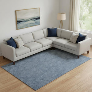 HomeRoots 9' X 12' Navy Blue Geometric Area Rug - Washable, Stain-Resistant, UV Protected for Busy Homes 682870