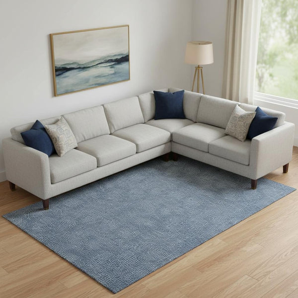 HomeRoots 9' X 12' Navy Blue Geometric Area Rug - Washable, Stain-Resistant, UV Protected for Busy Homes 682870