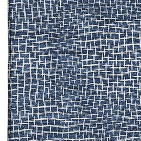 HomeRoots 9' X 12' Navy Blue Geometric Area Rug - Washable, Stain-Resistant, UV Protected for Busy Homes 682870
