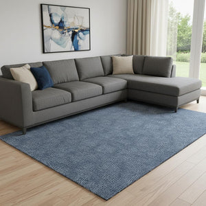 HomeRoots 10' X 14' Navy Blue Geometric Area Rug - Washable, UV Protected, Stylish & Durable for Busy Homes 682871