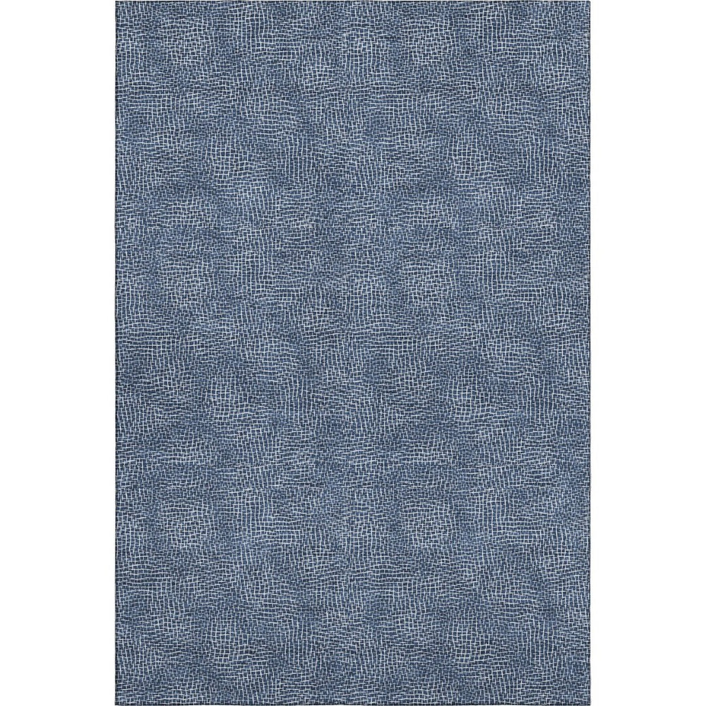 HomeRoots 10' X 14' Navy Blue Geometric Area Rug - Washable, UV Protected, Stylish & Durable for Busy Homes 682871