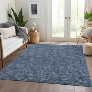 HomeRoots 10' X 14' Navy Blue Geometric Area Rug - Washable, UV Protected, Stylish & Durable for Busy Homes 682871