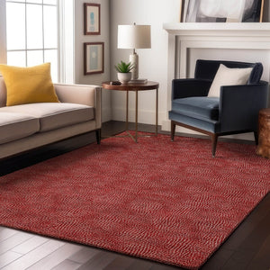 HomeRoots 5' X 8' Red and Ivory Geometric Area Rug - Washable, UV Protected, Stylish, Family-Friendly Design! 682873