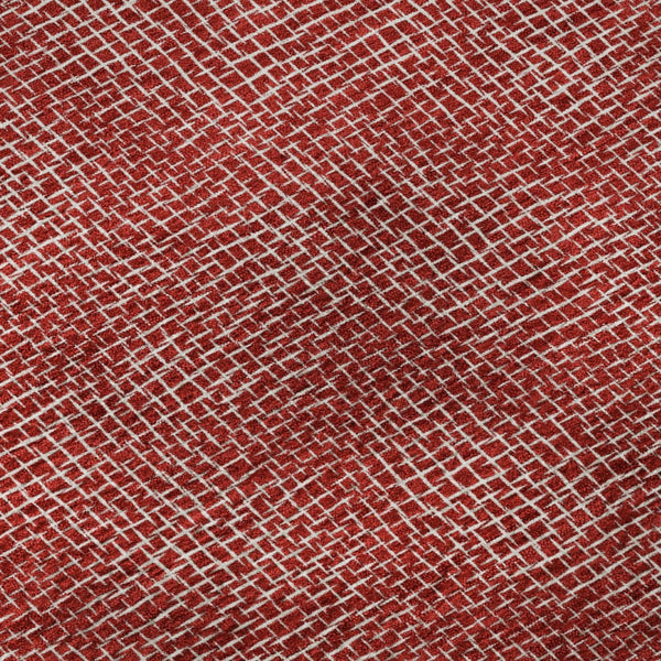 HomeRoots 5' X 8' Red and Ivory Geometric Area Rug - Washable, UV Protected, Stylish, Family-Friendly Design! 682873