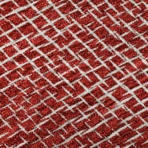 HomeRoots 5' X 8' Red and Ivory Geometric Area Rug - Washable, UV Protected, Stylish, Family-Friendly Design! 682873