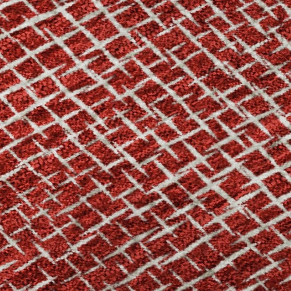 HomeRoots 5' X 8' Red and Ivory Geometric Area Rug - Washable, UV Protected, Stylish, Family-Friendly Design! 682873