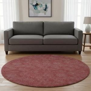 HomeRoots 8' Red And Ivory Geometric Round Rug - Stylish, Washable, UV-Protected for Kid & Pet-Friendly Homes 682874