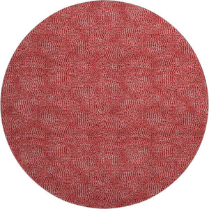 HomeRoots 8' Red And Ivory Geometric Round Rug - Stylish, Washable, UV-Protected for Kid & Pet-Friendly Homes 682874