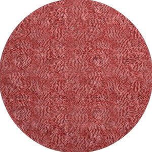 HomeRoots 8' Red And Ivory Geometric Round Rug - Stylish, Washable, UV-Protected for Kid & Pet-Friendly Homes 682874