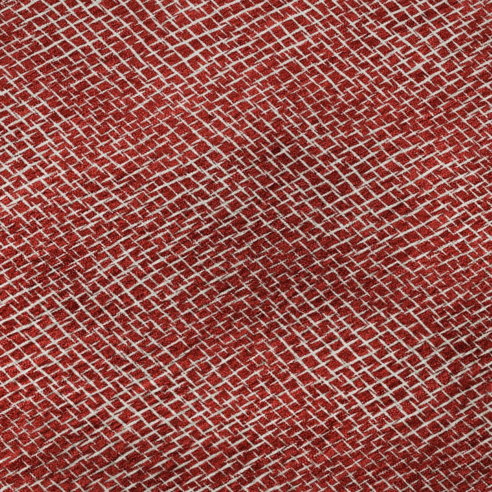HomeRoots 9' X 12' Modern Red and Ivory Geometric Area Rug - Washable, UV-Protected, Stain-Resistant Design 682876