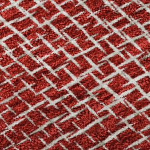 HomeRoots 10' X 14' Red And Ivory Geometric Area Rug - Stylish, Washable, UV-Protected for High-Traffic Spaces 682877