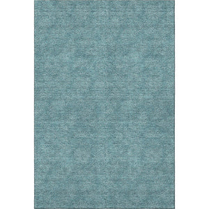 HomeRoots 5' X 8' Stylish Teal and Ivory Geometric Area Rug - Washable, UV-Protected, Perfect for Homes! 682879