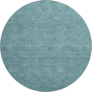 HomeRoots 8' Teal And Ivory Geometric Round Rug - Washable, UV-Protected, Durable for High-Traffic Areas 682880