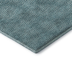 HomeRoots 8' Teal And Ivory Geometric Round Rug - Washable, UV-Protected, Durable for High-Traffic Areas 682880