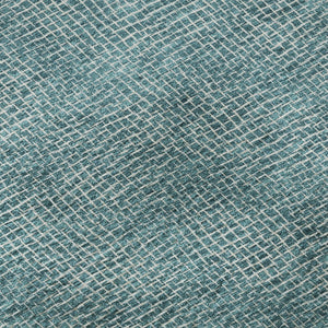 HomeRoots 8' Teal And Ivory Geometric Round Rug - Washable, UV-Protected, Durable for High-Traffic Areas 682880
