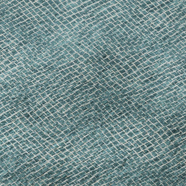 HomeRoots 8' Teal And Ivory Geometric Round Rug - Washable, UV-Protected, Durable for High-Traffic Areas 682880