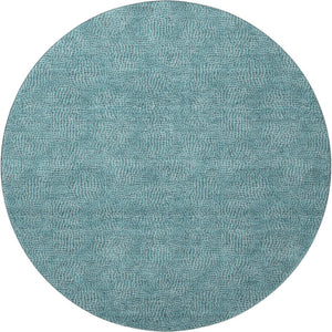 HomeRoots 8' Teal And Ivory Geometric Round Rug - Washable, UV-Protected, Durable for High-Traffic Areas 682880