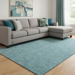 HomeRoots 8' X 10' Teal and Ivory Geometric Area Rug – Durable, Washable, UV-Protected for Stylish Spaces 682881
