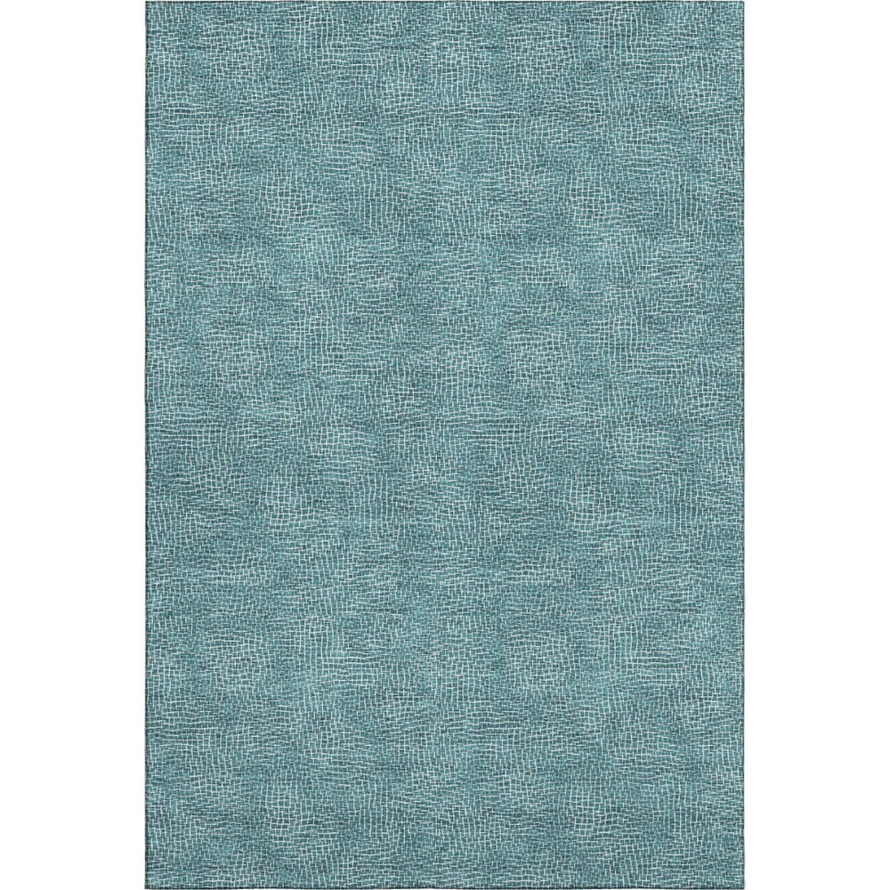 HomeRoots 9' X 12' Modern Teal & Ivory Geometric Area Rug - Washable, UV-Protected, Durable for Homes & Outdoors 682882