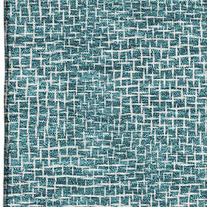 HomeRoots 10' Teal and Ivory Geometric Area Rug - Washable, UV-Protected, Durable for High-Traffic Spaces 682883
