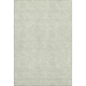 HomeRoots 5' Artichoke Green and Ivory Geometric Washable Area Rug with UV Protection for Modern Spaces 682885