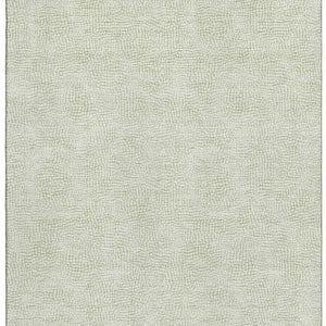 HomeRoots 5' Artichoke Green and Ivory Geometric Washable Area Rug with UV Protection for Modern Spaces 682885