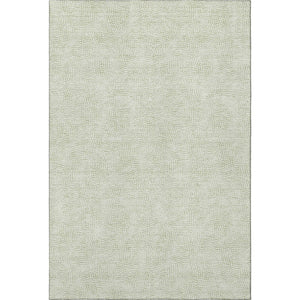 HomeRoots 5' Artichoke Green and Ivory Geometric Washable Area Rug with UV Protection for Modern Spaces 682885