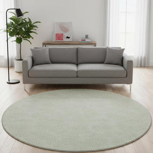 HomeRoots 8' Artichoke Green Washable Round Rug with Geometric Design – UV Protected, Durable & Stylish! 682886