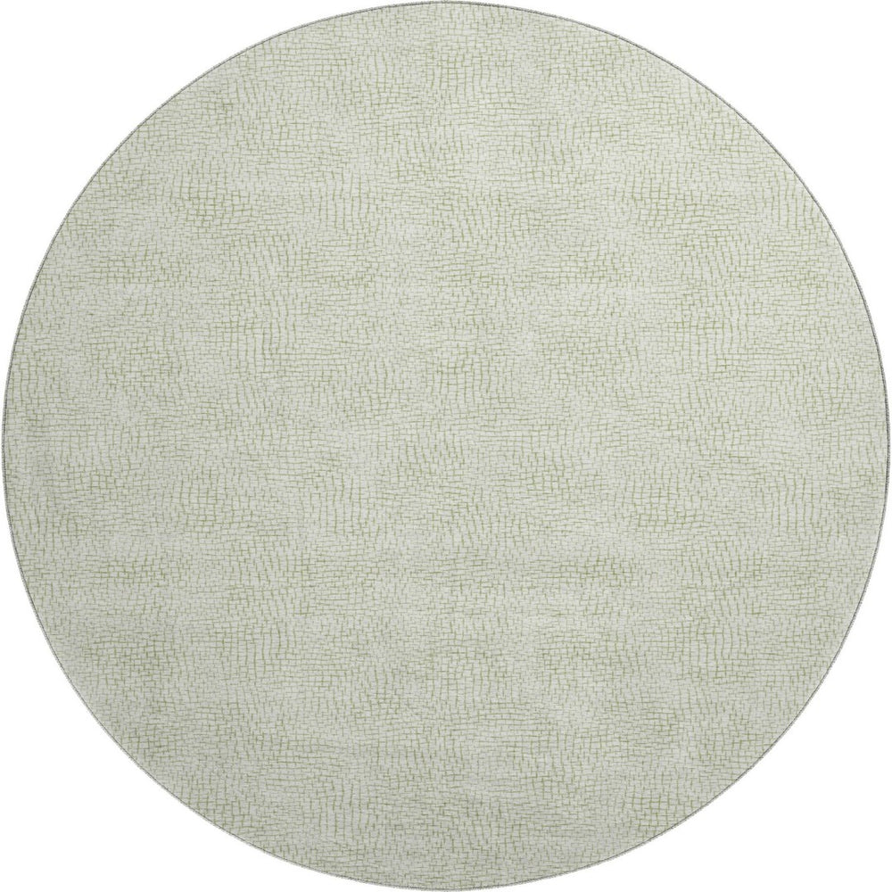 HomeRoots 8' Artichoke Green Washable Round Rug with Geometric Design – UV Protected, Durable & Stylish! 682886