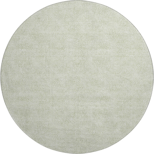 HomeRoots 8' Artichoke Green Washable Round Rug with Geometric Design – UV Protected, Durable & Stylish! 682886