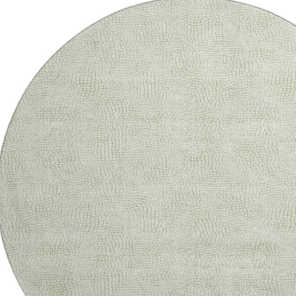 HomeRoots 8' Artichoke Green Washable Round Rug with Geometric Design – UV Protected, Durable & Stylish! 682886