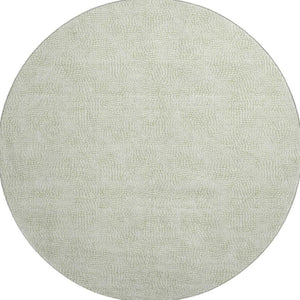 HomeRoots 8' Artichoke Green Washable Round Rug with Geometric Design – UV Protected, Durable & Stylish! 682886