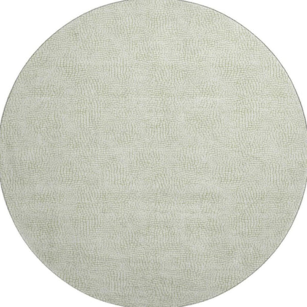 HomeRoots 8' Artichoke Green Washable Round Rug with Geometric Design – UV Protected, Durable & Stylish! 682886