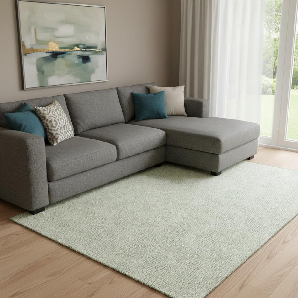 HomeRoots 10' Artichoke Green Geometric Area Rug - Washable, UV-Resistant, Stain-Proof, Perfect for Families! 682889