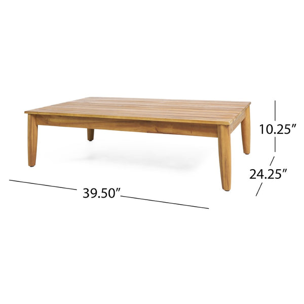 English Elm Gavin Outdoor Acacia Wood Coffee Table Low Profile Slatted Top for Lounge Seating 67309.00
