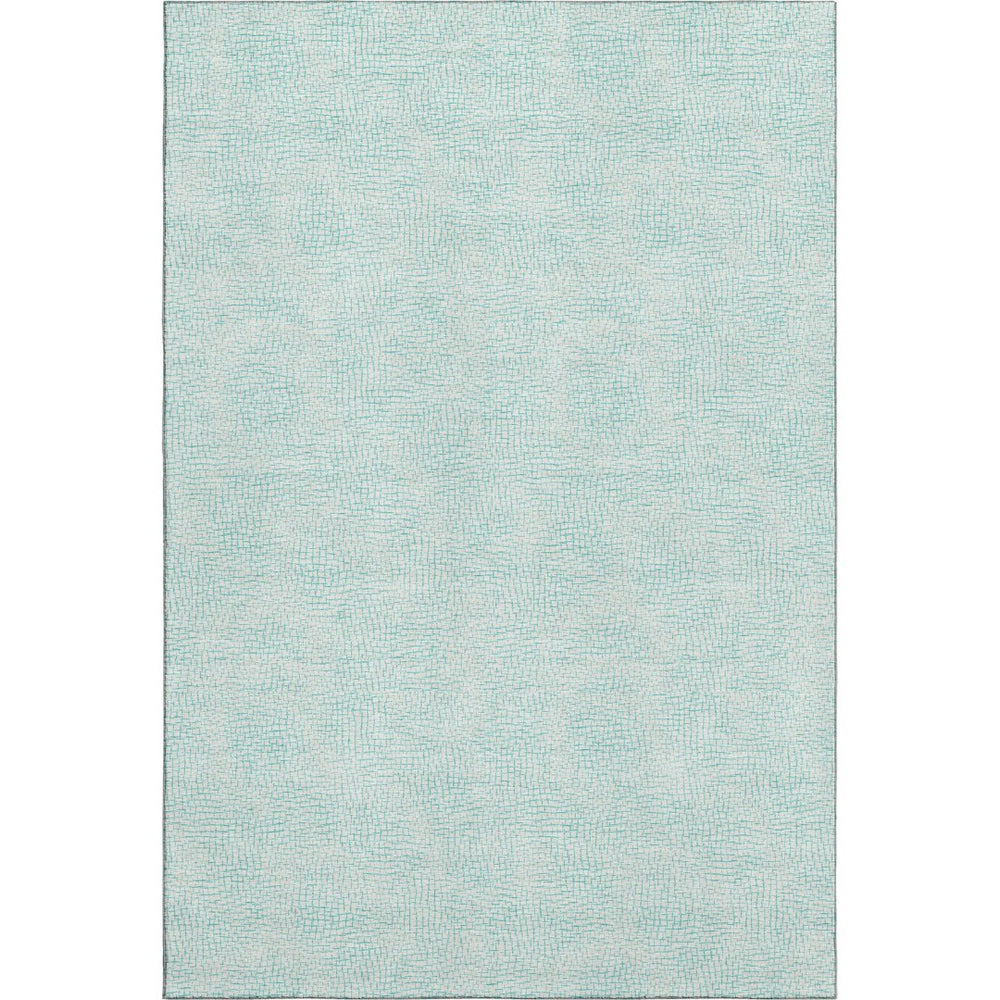 HomeRoots 5' X 8' Aqua and Ivory Geometric Area Rug – Washable, UV-Protected, Perfect for Family Spaces! 682891