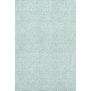 HomeRoots 5' X 8' Aqua and Ivory Geometric Area Rug – Washable, UV-Protected, Perfect for Family Spaces! 682891