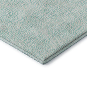 HomeRoots 5' X 8' Aqua and Ivory Geometric Area Rug – Washable, UV-Protected, Perfect for Family Spaces! 682891