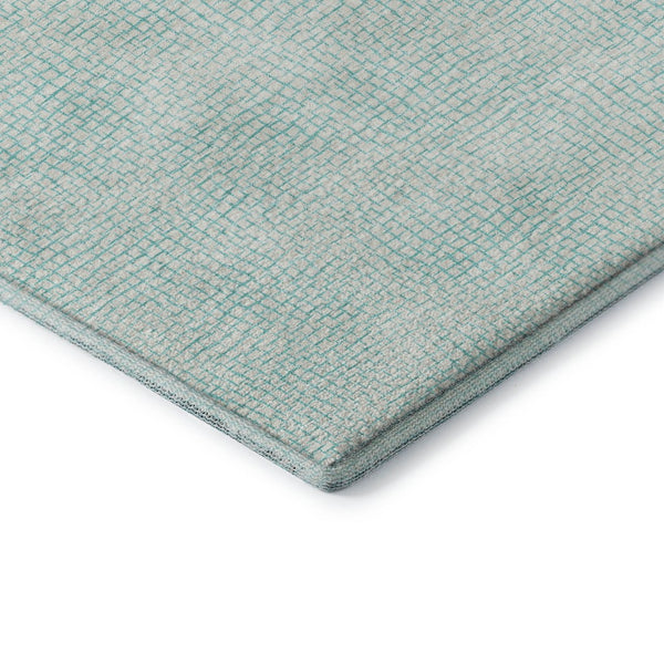 HomeRoots 5' X 8' Aqua and Ivory Geometric Area Rug – Washable, UV-Protected, Perfect for Family Spaces! 682891