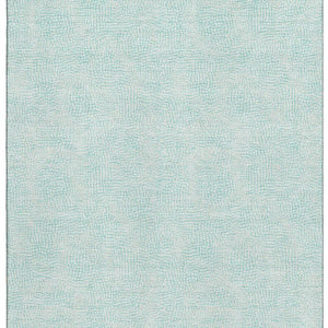 HomeRoots 5' X 8' Aqua and Ivory Geometric Area Rug – Washable, UV-Protected, Perfect for Family Spaces! 682891