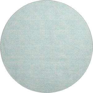 HomeRoots 8' Aqua and Ivory Geometric Washable Round Rug - Stylish UV-Protected, Stain-Resistant, Durable Design 682892