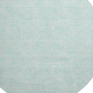 HomeRoots 8' Aqua and Ivory Geometric Washable Round Rug - Stylish UV-Protected, Stain-Resistant, Durable Design 682892