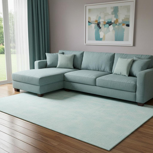 HomeRoots 8' X 10' Aqua & Ivory Geometric Area Rug - Washable, UV Protected, Stylish for Modern Spaces! 682893