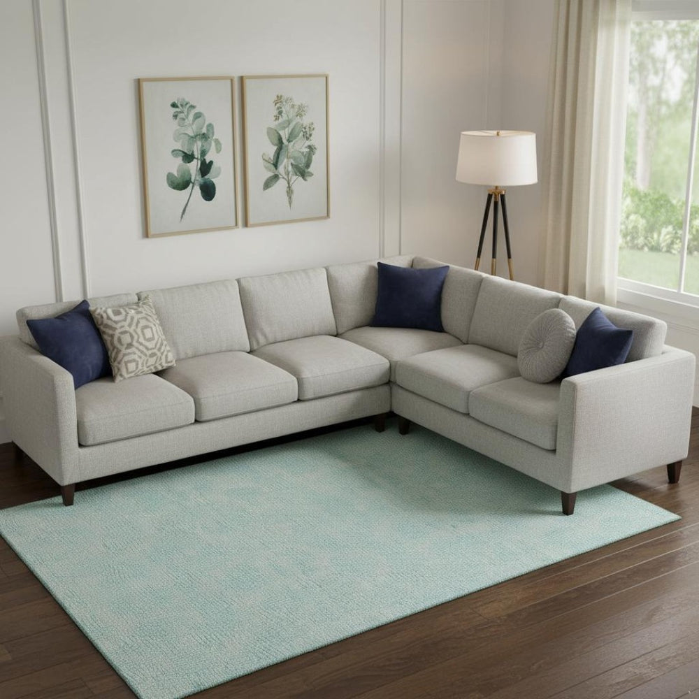 HomeRoots 9' X 12' Aqua & Ivory Geometric Area Rug - Durable, Washable, UV-Protected, Stylish for Any Space 682894