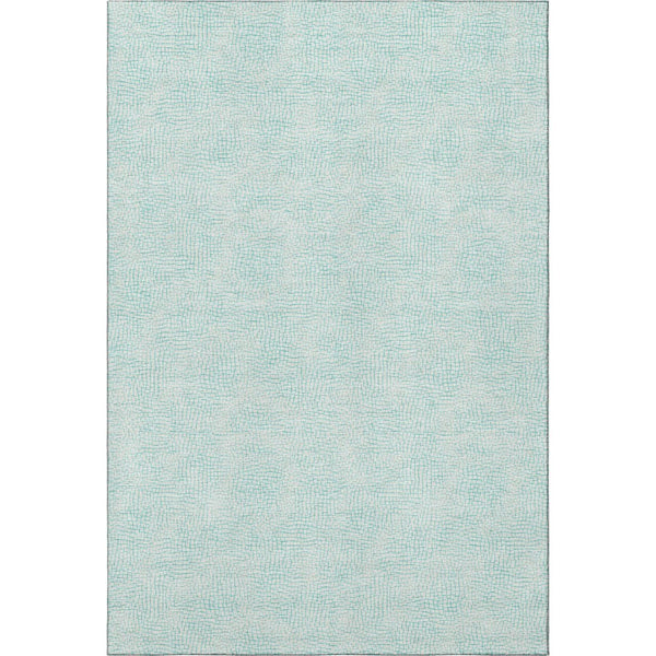 HomeRoots 9' X 12' Aqua & Ivory Geometric Area Rug - Durable, Washable, UV-Protected, Stylish for Any Space 682894