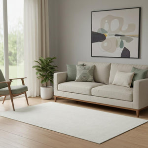 HomeRoots 5' X 8' Beige And Ivory Geometric Area Rug - Durable, Washable, UV Protected for Modern Spaces 682897